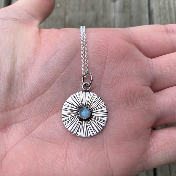 Artisan Jewelry - Sterling Silver Moonstone Rays Necklace